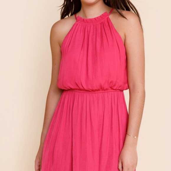 Trixxi Francesca's Shayla Satin Mini Dress halter ruffle pink size small NWT - Picture 12 of 12